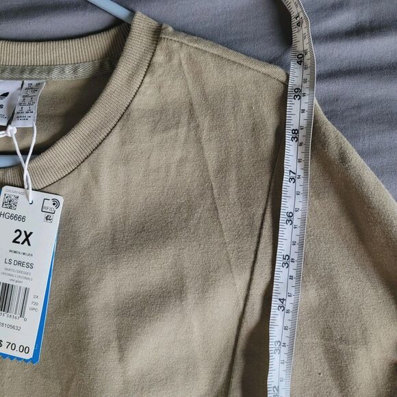 Adidas Dress Womens 2X Green Long-Sleeve Sweater Orbit Cotton Blend Casual Nwt - Picture 6 of 7